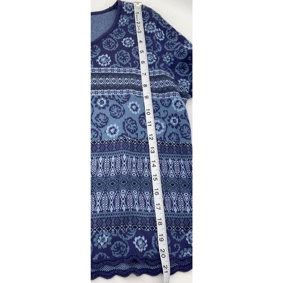 LL Bean Blue Knit Sweater Women’s Small Round Neck Long Sleeve Pullover Striped - Picture 10 of 11